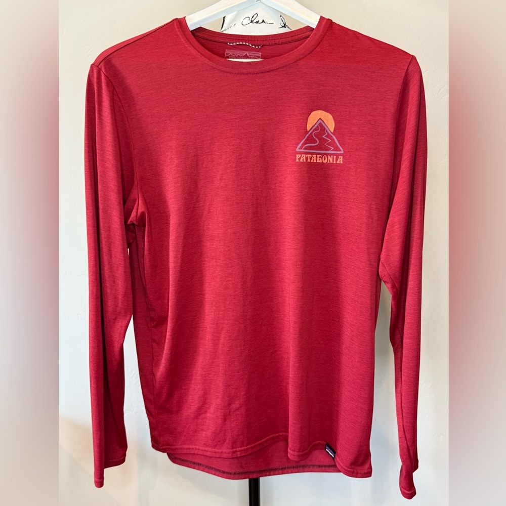 Patagonia Slow By Nature Long Sleeve Graphic Shirt Red Performance Mens Small